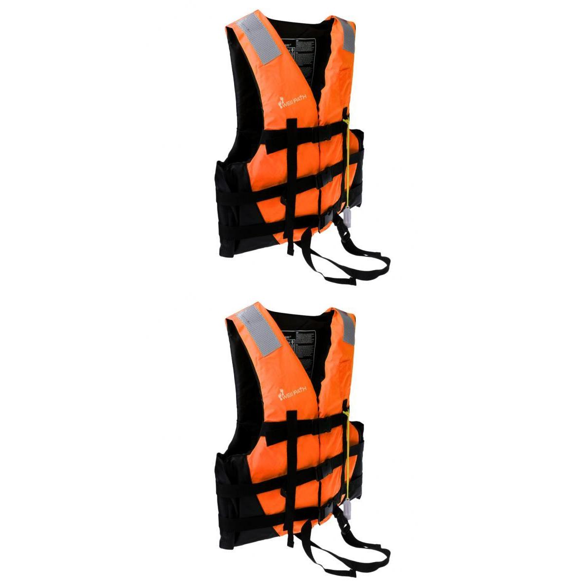 2Pcs Life Jacket Kayak Canoe Boat Swimming Fishing Vest Buoyancy Aid Orange