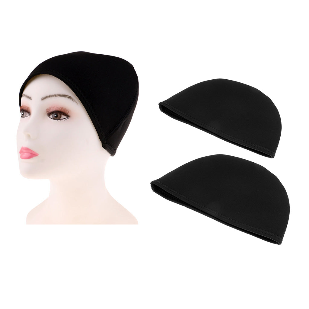 2Pcs 2mm Neoprene Beanie Hat Super Stretchy Warm Waterproof Swimming Cap