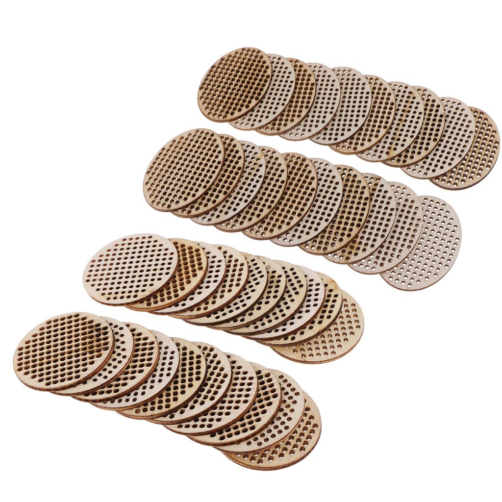 40 Piece Natural Multi-hole Wooden Pendant Cross Stitch Board Oval & Round
