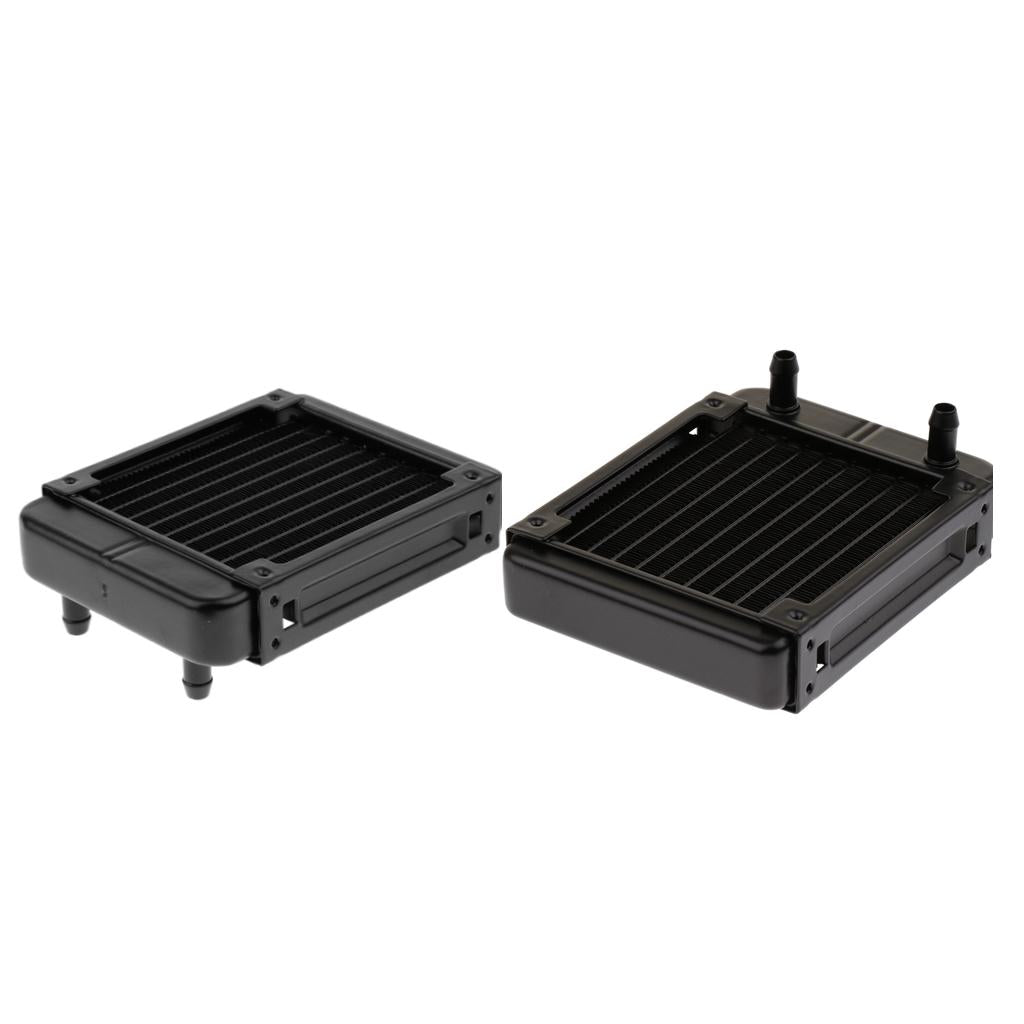 2Pcs Aluminum Radiator Water Heat Exchanger 10Pipes CPU 120mm Straight mouth