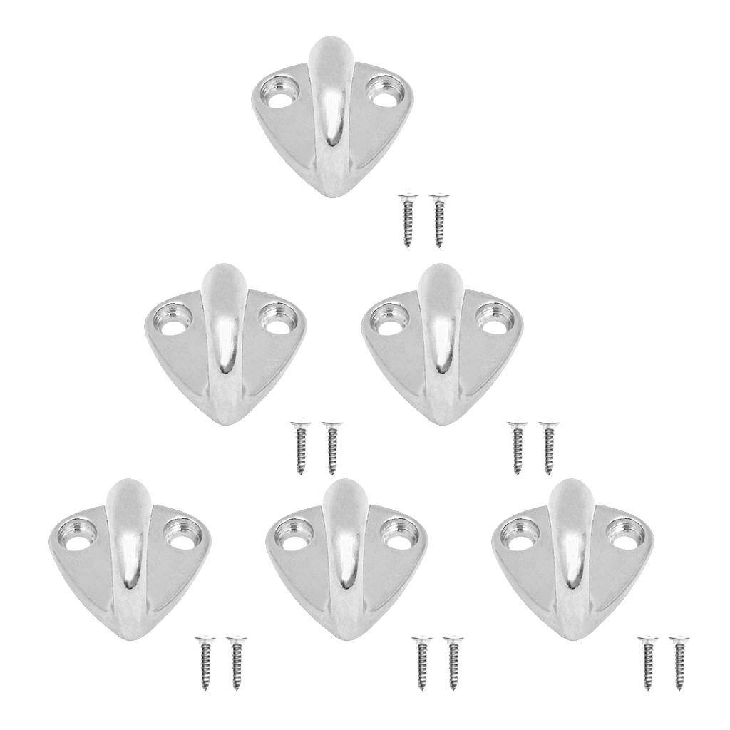 6Pieces Marine Grade Stainless Steel Boat Hook Coat and Hat Hook Wall Mount