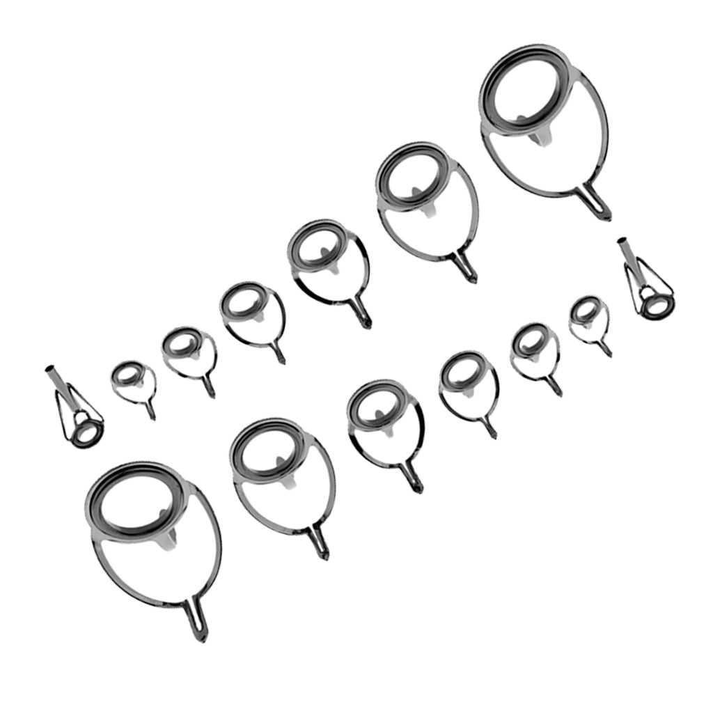 14pcs Ceramic Ring Eyes Fishing Rod Guide Free Stainless Steel Frame