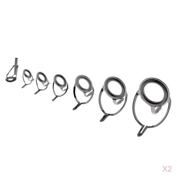 14pcs Ceramic Ring Eyes Fishing Rod Guide Free Stainless Steel Frame