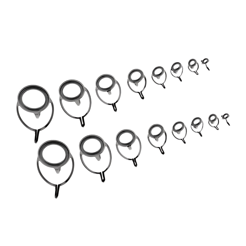 16pcs Fishing Rod Double Leg Guide Line Ring Casting Rod Eyes Rings