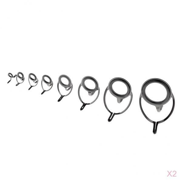 16pcs Fishing Rod Double Leg Guide Line Ring Casting Rod Eyes Rings