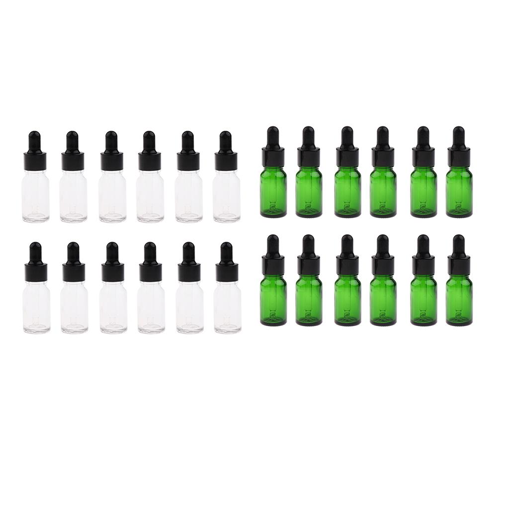 24Pcs Mini Empty Refillable Dropper Bottles Essential Oil Makeup Liquid 10ML