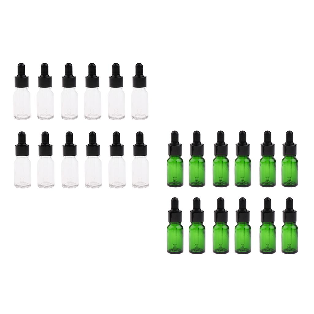 24Pcs Mini Empty Refillable Dropper Bottles Essential Oil Makeup Liquid 10ML