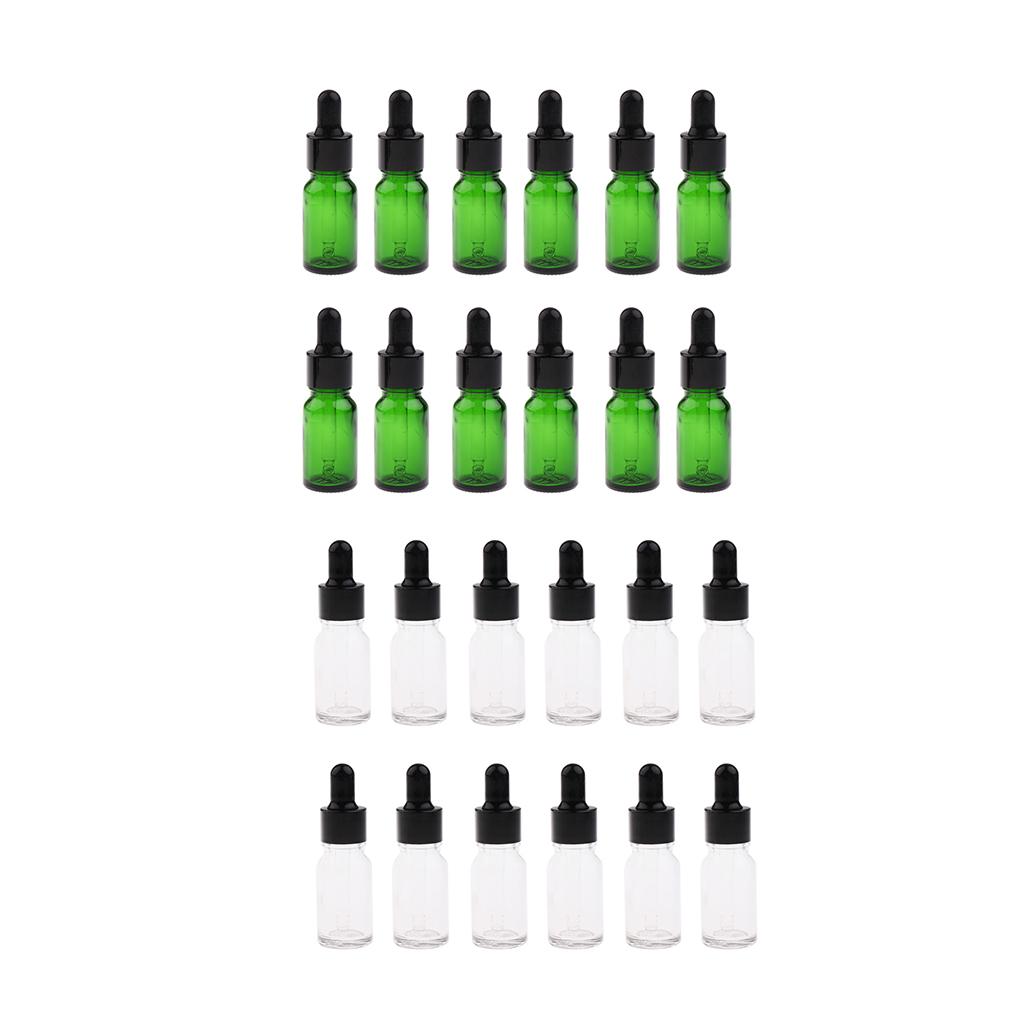 24Pcs Mini Empty Refillable Dropper Bottles Essential Oil Makeup Liquid 10ML