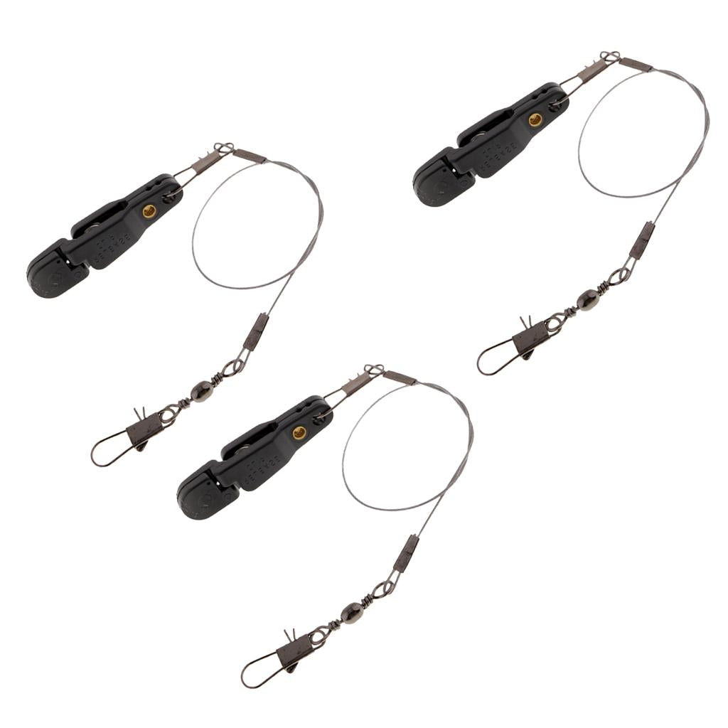 3pcs Snap Release Clip w/ Leader Snap for Outrigger Downrigger Planer Board