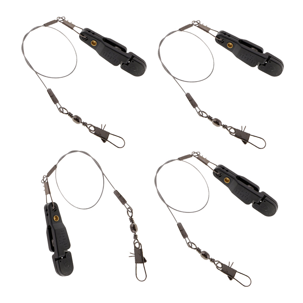 4pcs Snap Release Clip w/ Leader Snap for Outrigger Downrigger Planer Board