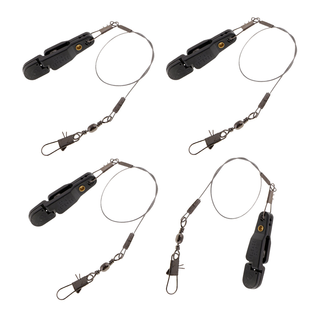 4pcs Snap Release Clip w/ Leader Snap for Outrigger Downrigger Planer Board