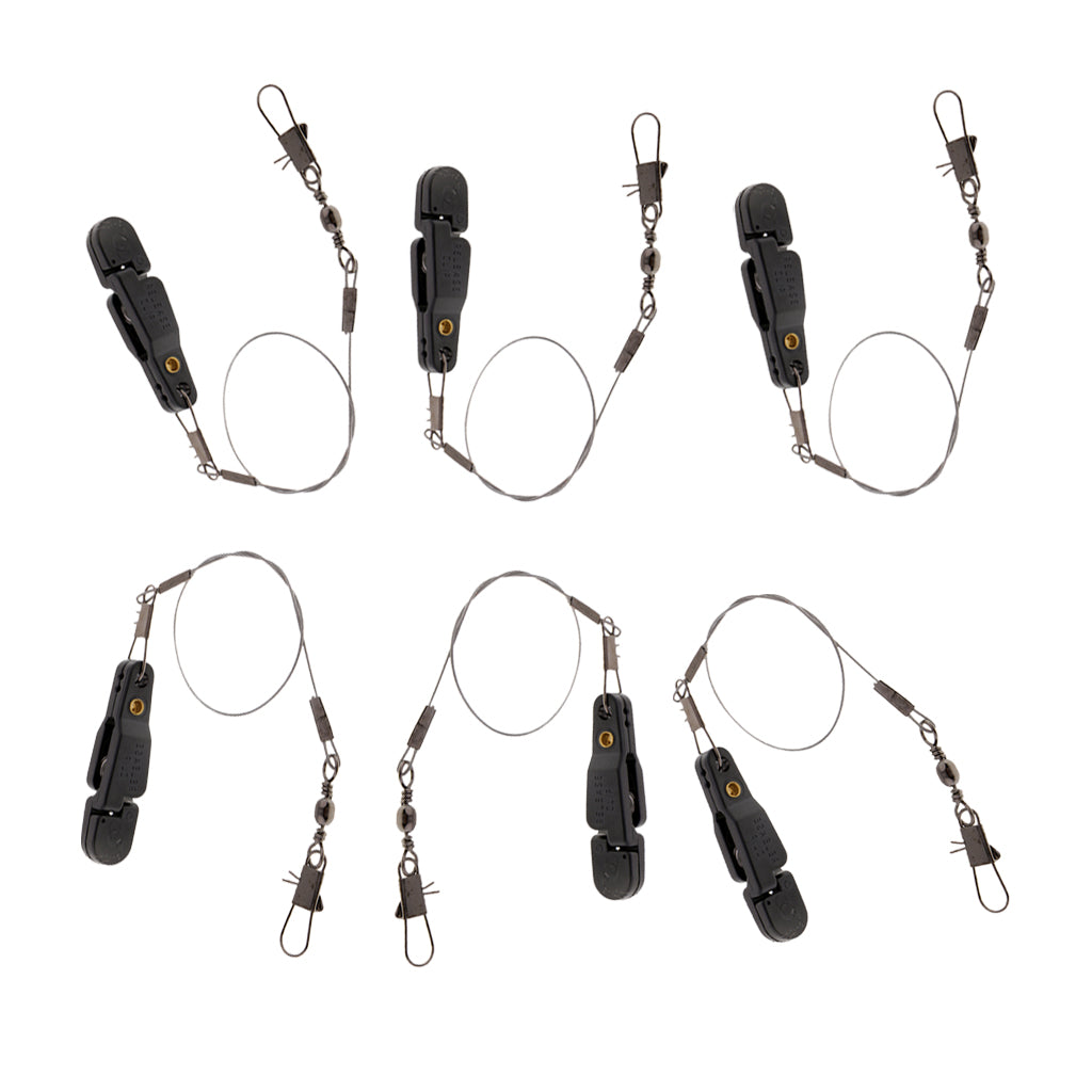 6pcs Snap Release Clip w/ Leader Snap for Outrigger Downrigger Planer Board