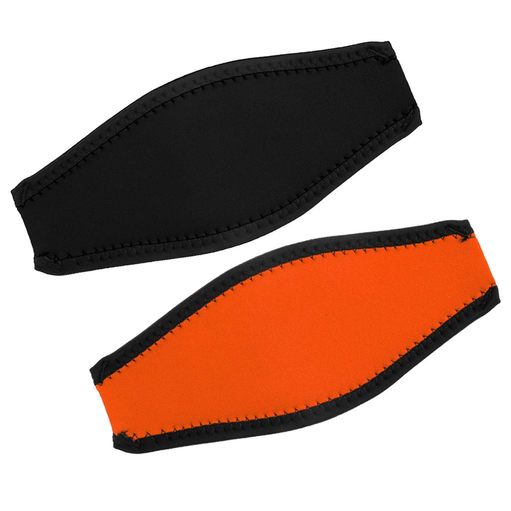 2Pcs Scuba Diving Snorkel Mask Neoprene Cover Protection Strap Orange+Black