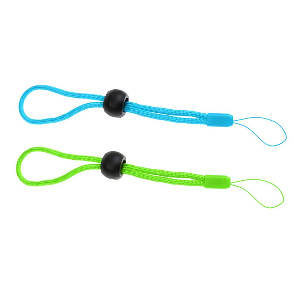 2Pcs Adjustable Diving Anti-lost Lanyard Wrist Strap for Camera Green+Blue