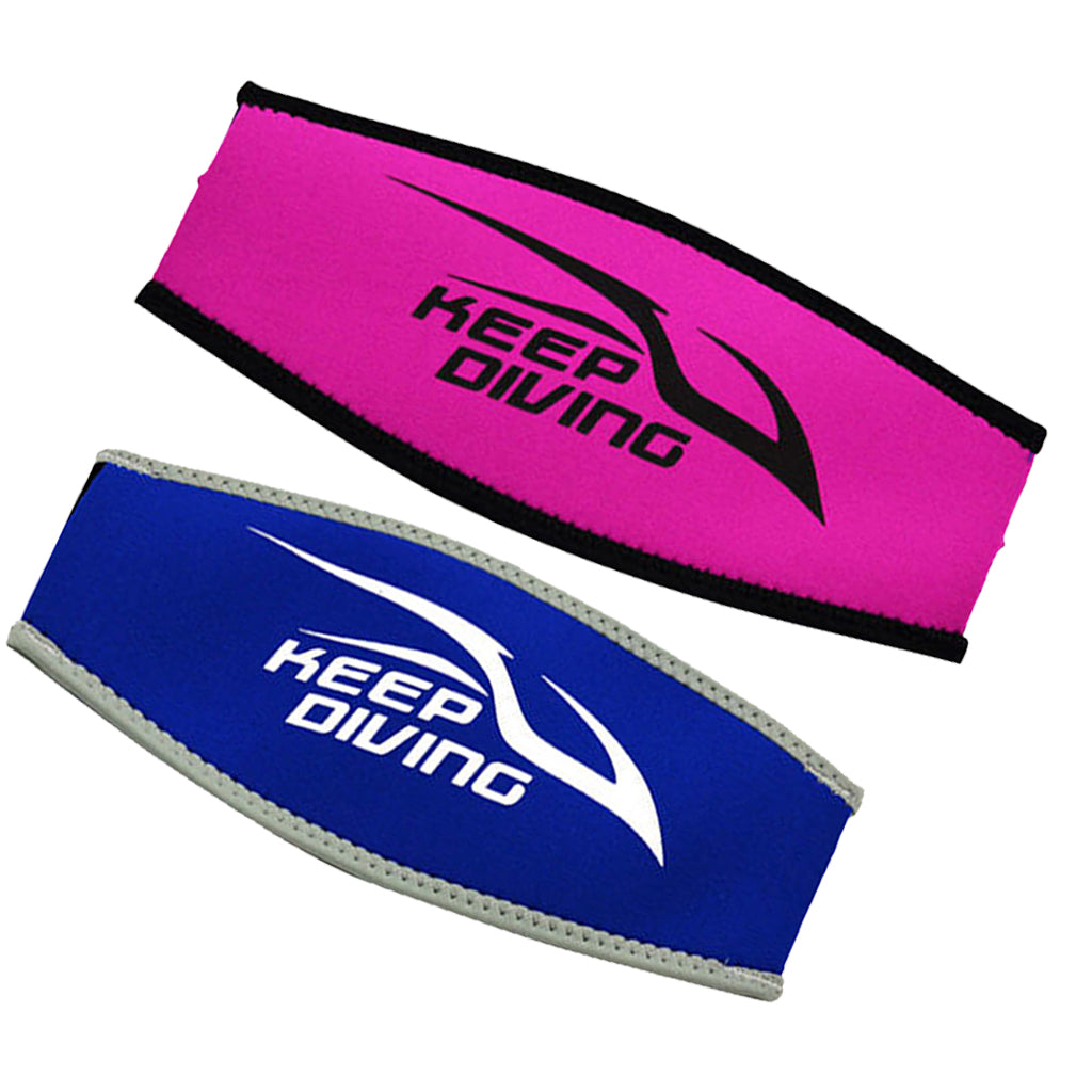 2pcs Comfort Neoprene Diving Scuba Mask Strap Cover Protector Blue+Rose Red