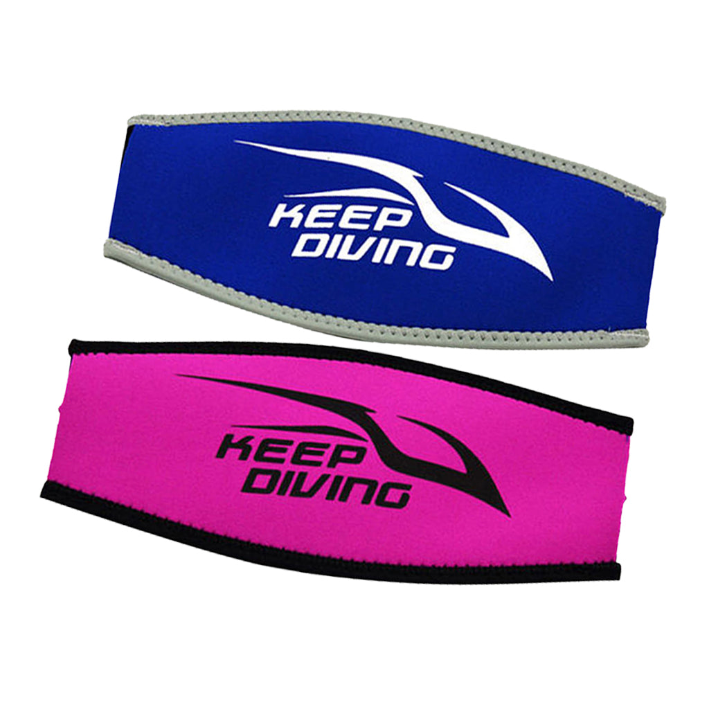 2pcs Comfort Neoprene Diving Scuba Mask Strap Cover Protector Blue+Rose Red