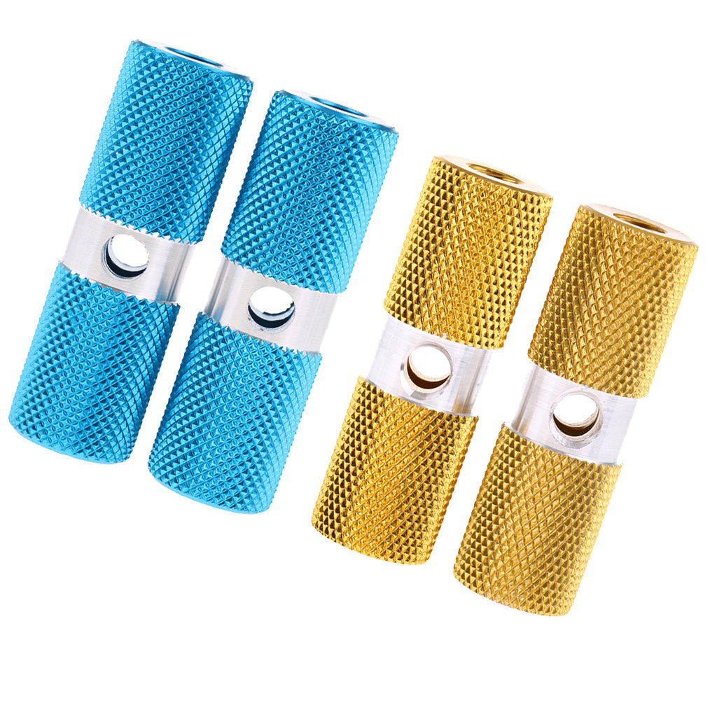 Aluminium Alloy Cylinder BMX Front Rear Axle Foot Pegs Bicycle Blue+Gold