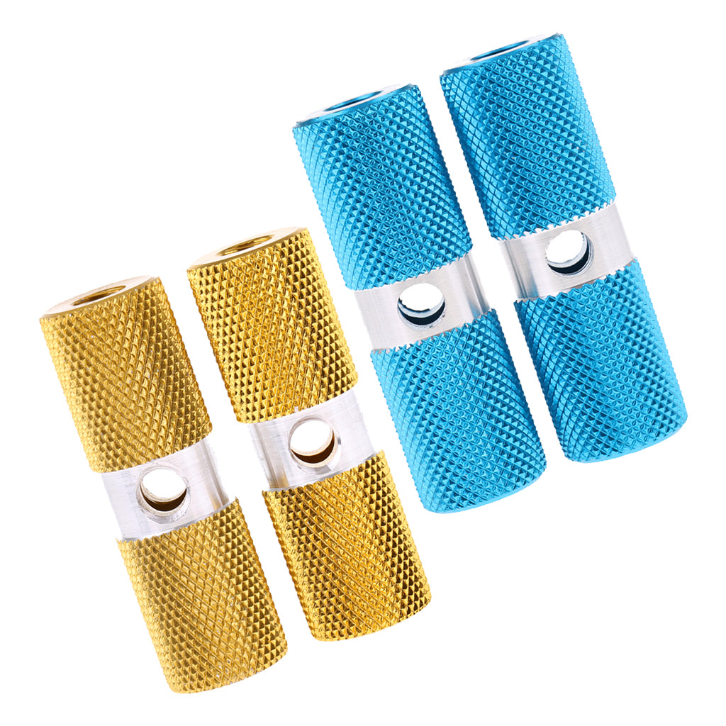 Aluminium Alloy Cylinder BMX Front Rear Axle Foot Pegs Bicycle Blue+Gold