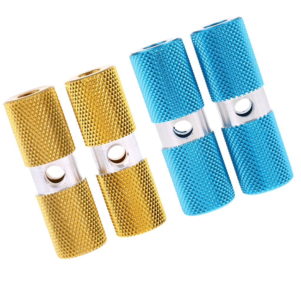 Aluminium Alloy Cylinder BMX Front Rear Axle Foot Pegs Bicycle Blue+Gold