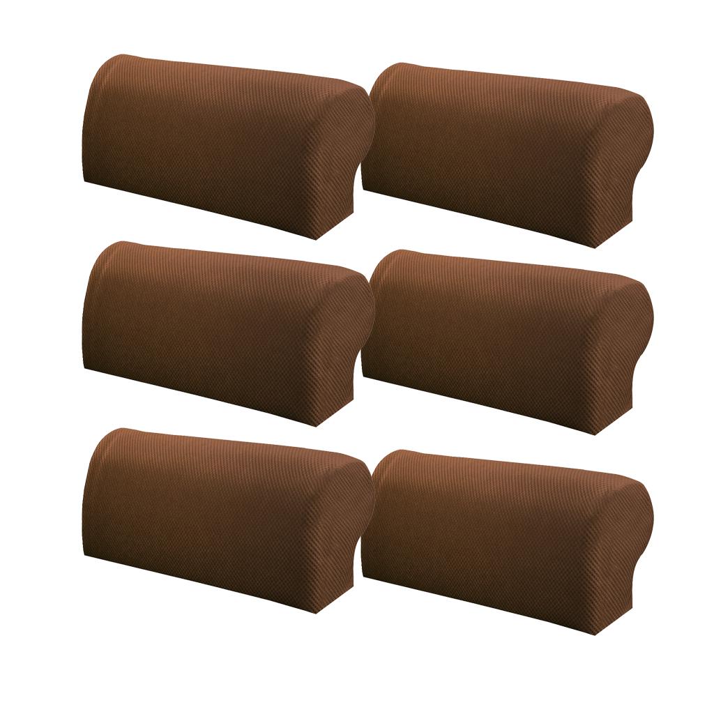 3 Pair Elastic Sofa Armrest Covers Armchair Slipcovers Protector Brown