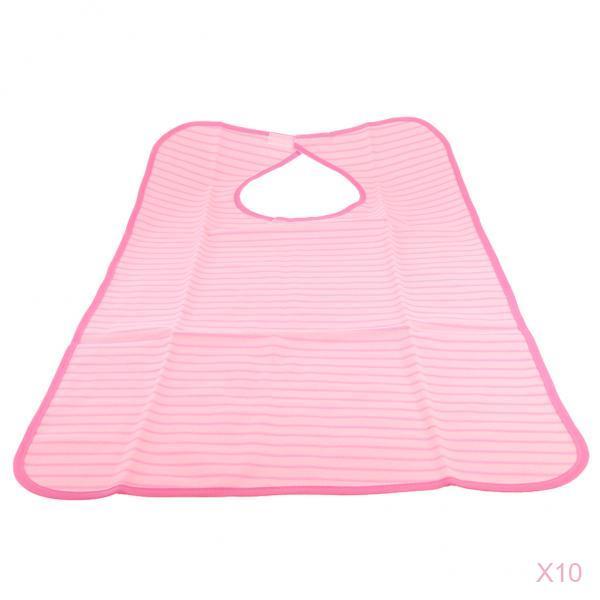 10Pieces Washable Waterproof Adult Mealtime Bib Cloth Eating Protector Apron