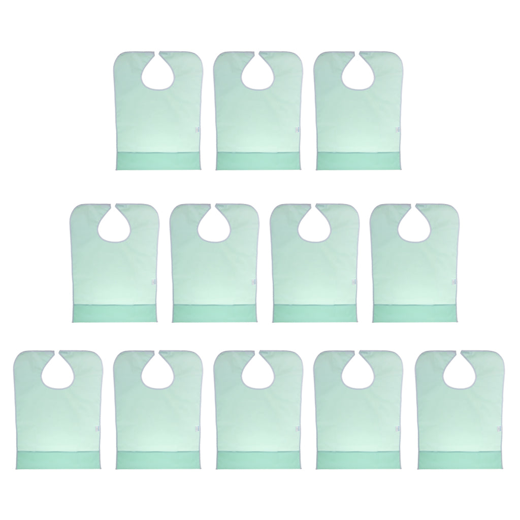 12 Pieces Waterproof Adult Mealtime Bib Cloth Protector Disability Aid Apron
