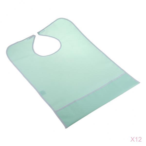 12 Pieces Waterproof Adult Mealtime Bib Cloth Protector Disability Aid Apron