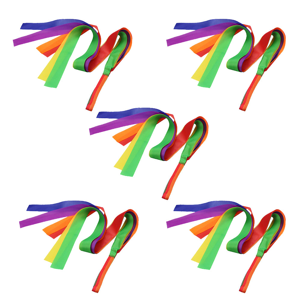 5pcs Dance Ribbon Gym Rhythmic Art Gymnastic Ballet Streamer Hand Held Toys