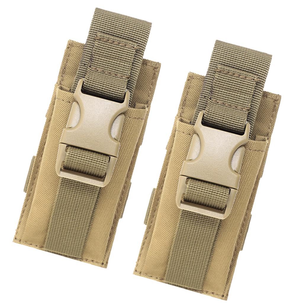 2pcs Tactical Military Flashlight Torch Belt Holster Holder Pouch Tan