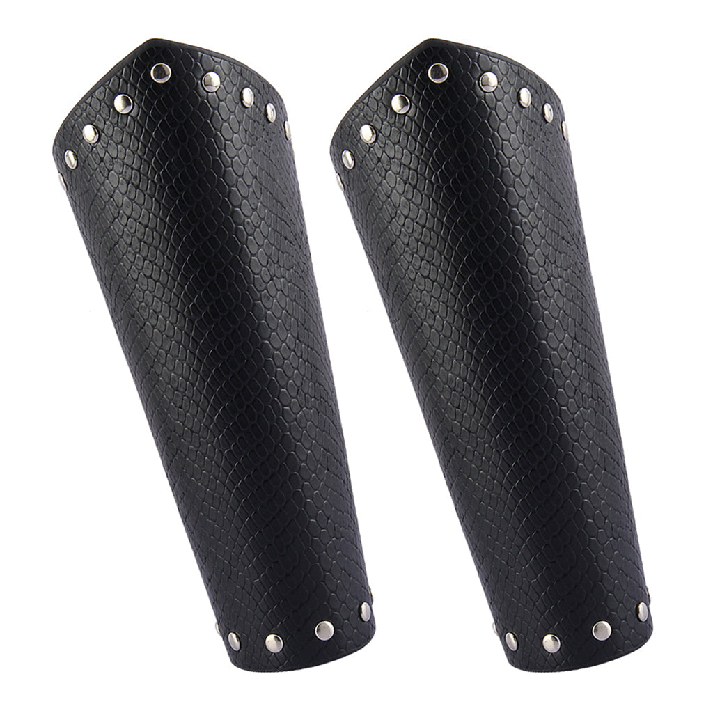 2 Piece Punk Rock Gothic Leather Wrist Bracer Guards Arm Protector Wristband
