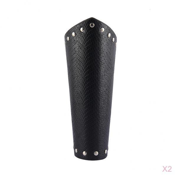 2 Piece Punk Rock Gothic Leather Wrist Bracer Guards Arm Protector Wristband