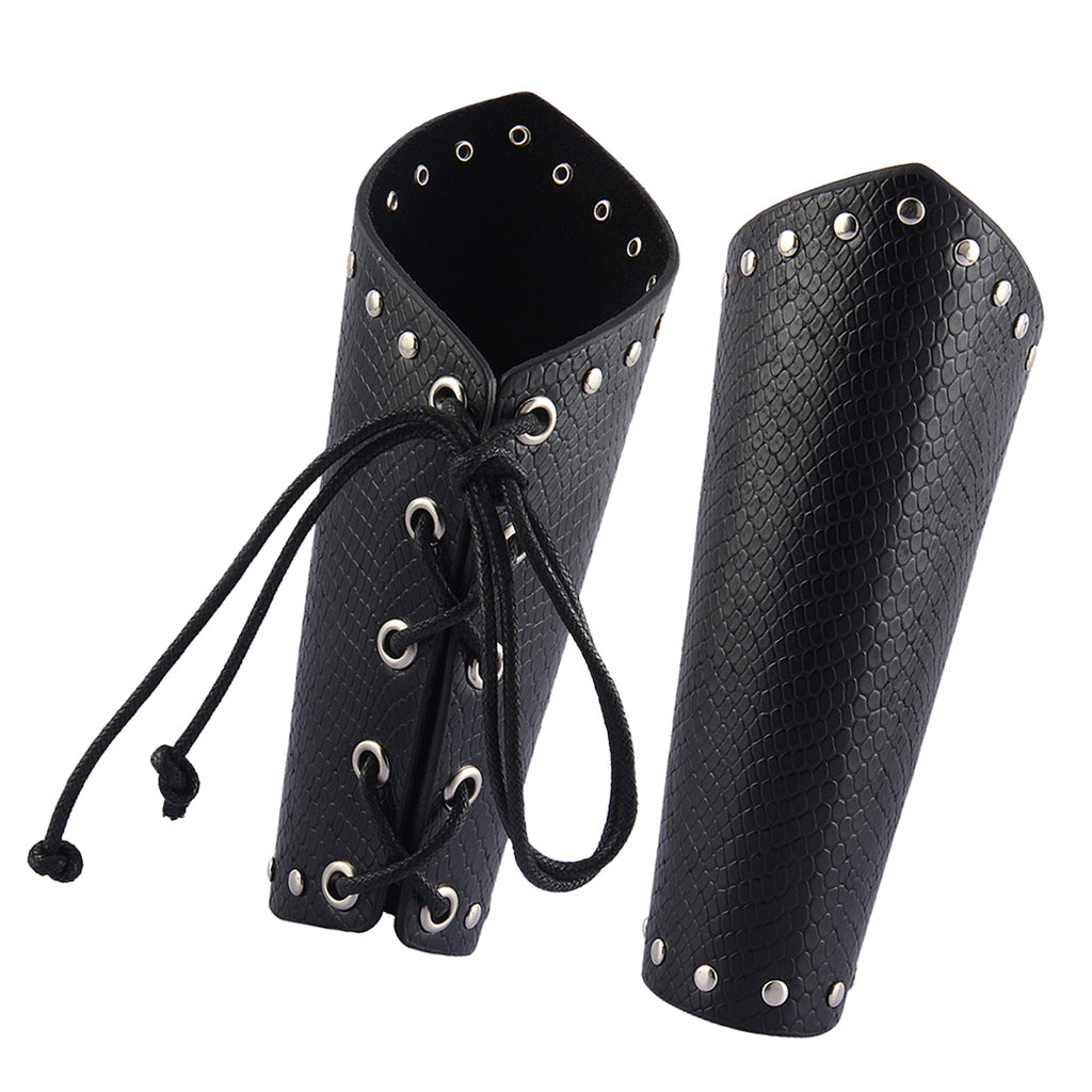 2 Piece Punk Rock Gothic Leather Wrist Bracer Guards Arm Protector Wristband