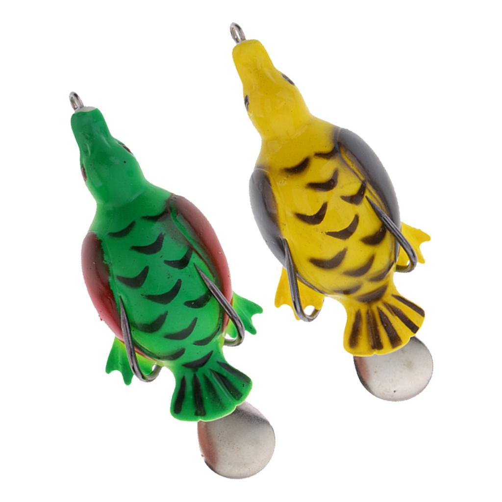 2pcs Life-like Duck Frog Fishing Lure Bait Crankbaits Silicone Fishing Tools