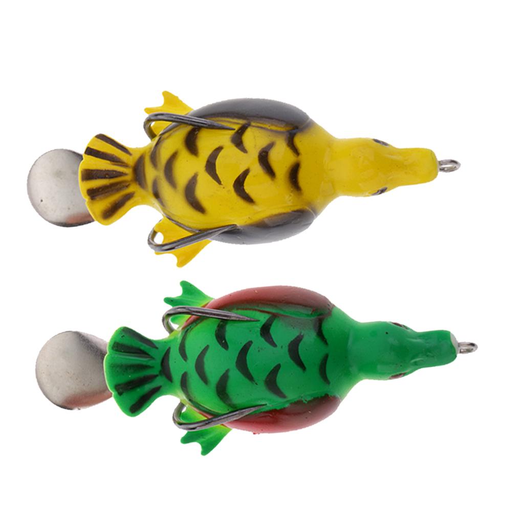 2pcs Life-like Duck Frog Fishing Lure Bait Crankbaits Silicone Fishing Tools