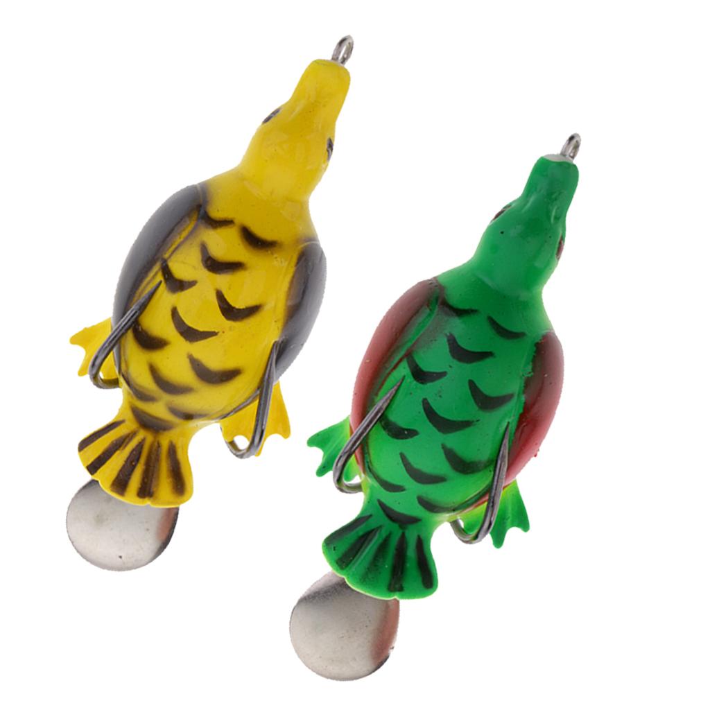 2pcs Life-like Duck Frog Fishing Lure Bait Crankbaits Silicone Fishing Tools