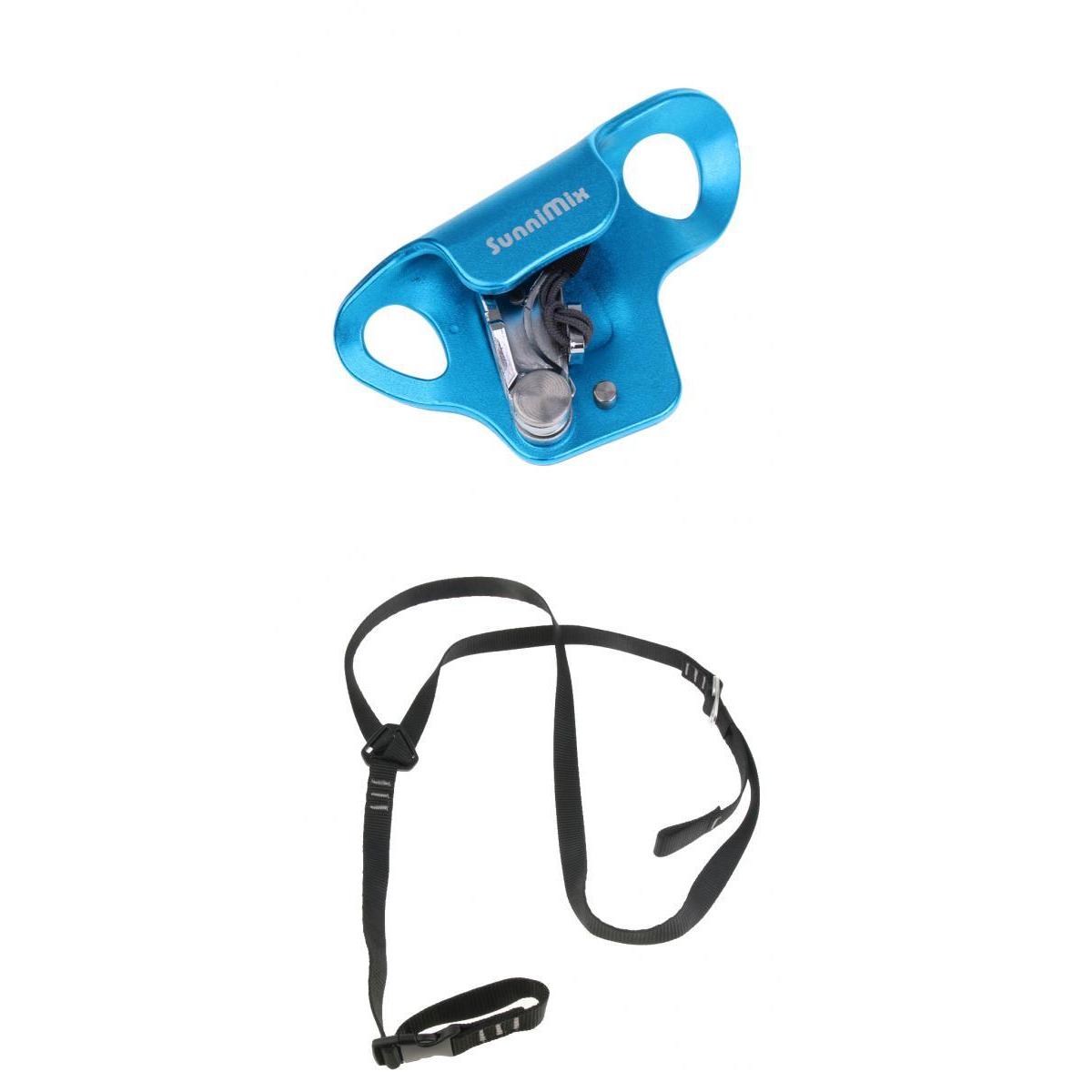 2pcs Rock Climbing Chest Ascender Riser and Adjustable Shoulder Strap Blue