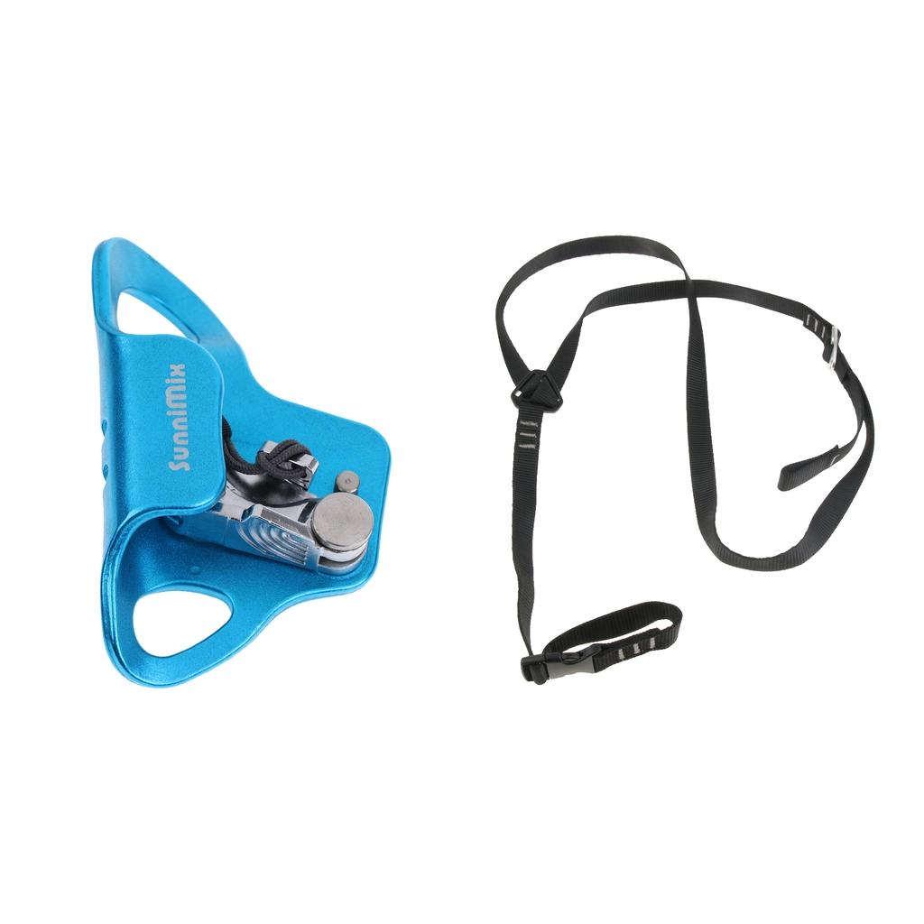 2pcs Rock Climbing Chest Ascender Riser and Adjustable Shoulder Strap Blue