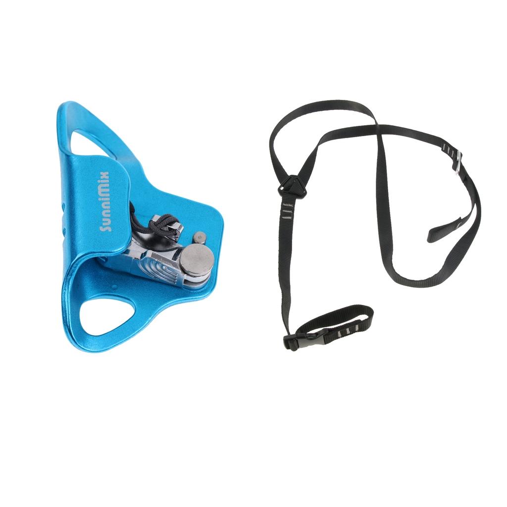 2pcs Rock Climbing Chest Ascender Riser and Adjustable Shoulder Strap Blue