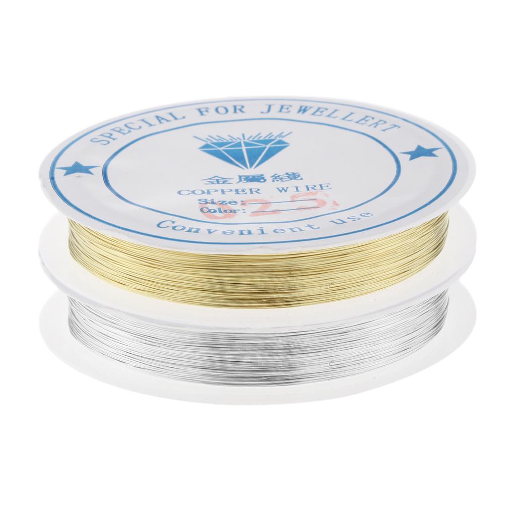 2 Roll Silver/Gold Handmade Copper Wire Beading String Jewelry Wires 0.25mm