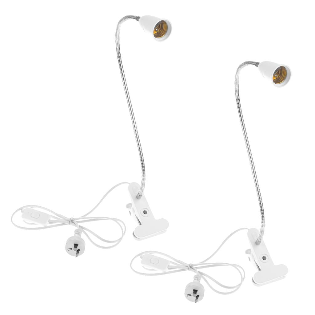 2 Pcs E27 Flexiable Light Socket Simple Switch Design Clip Lamp AU Plug
