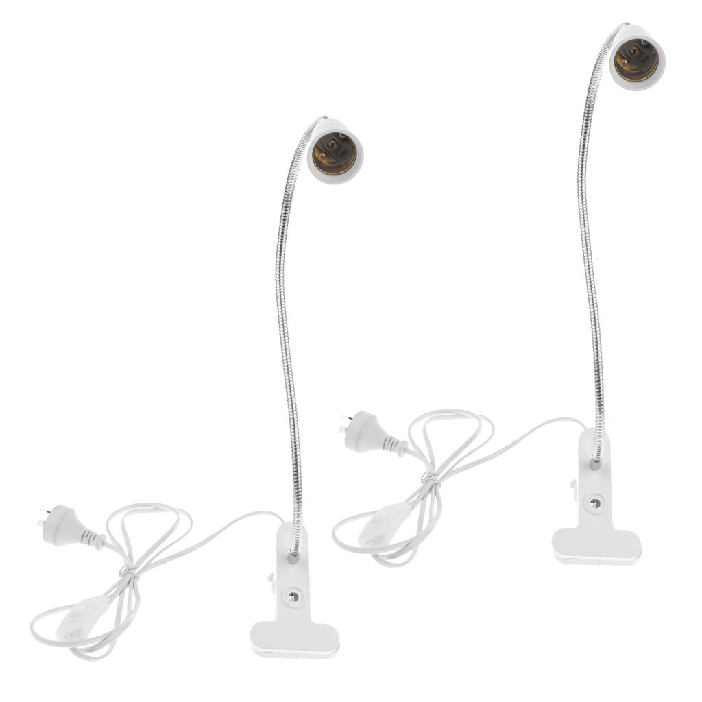 2 Pcs E27 Flexiable Light Socket Simple Switch Design Clip Lamp AU Plug