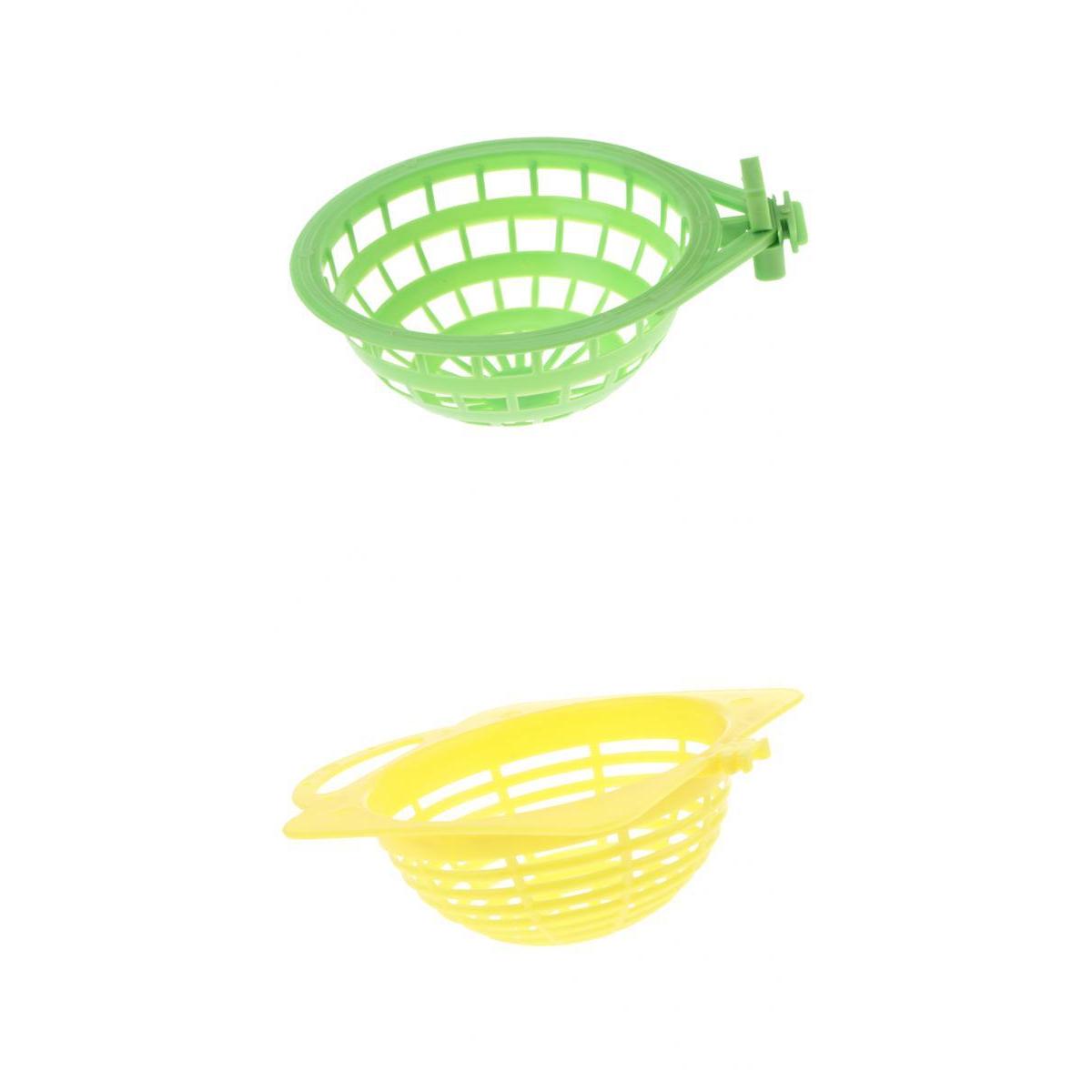 2 Pcs Small & Middle Bird House Parrot Feeding Station Nest Yellow+Green
