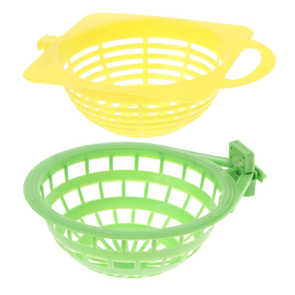 2 Pcs Small & Middle Bird House Parrot Feeding Station Nest Yellow+Green