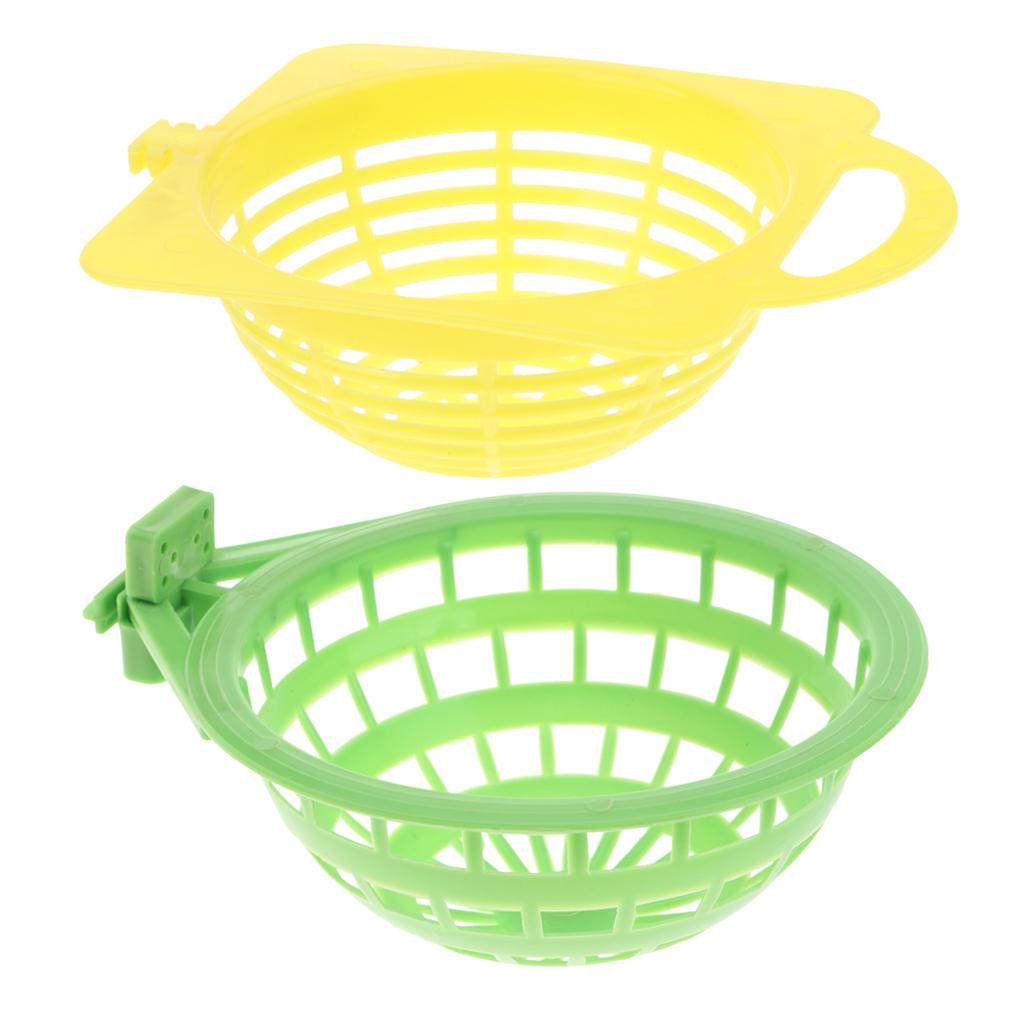2 Pcs Small & Middle Bird House Parrot Feeding Station Nest Yellow+Green