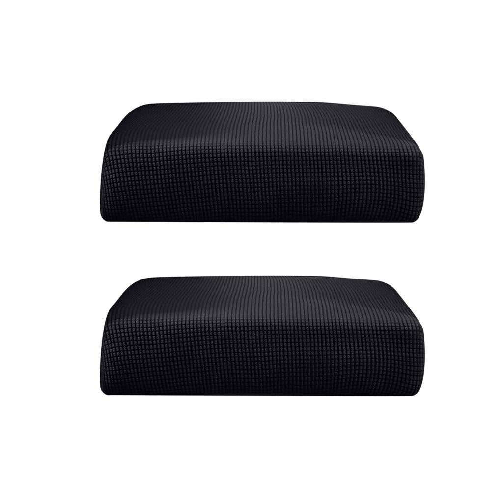 2Pcs Sofa Futon Seat Cushion Cover Couch Slipcover Protector Black_Size S