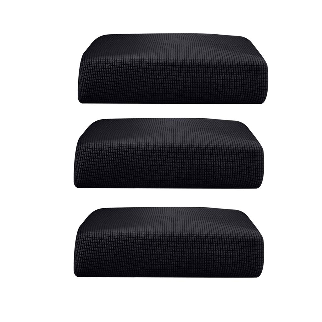 3Pcs Sofa Futon Seat Cushion Cover Couch Slipcover Protector Black_Size S
