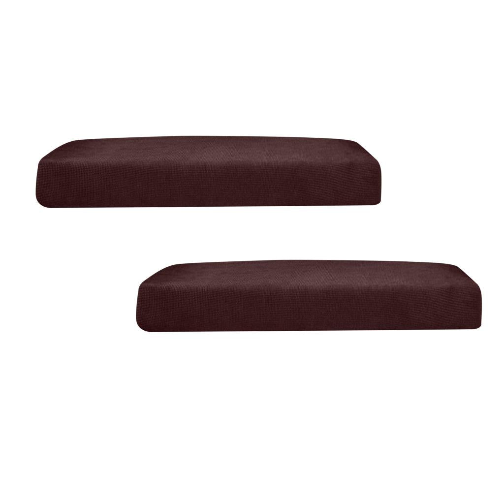 2Pcs Sofa Futon Seat Cushion Cover Couch Slipcover Protector Dark Brown _ M