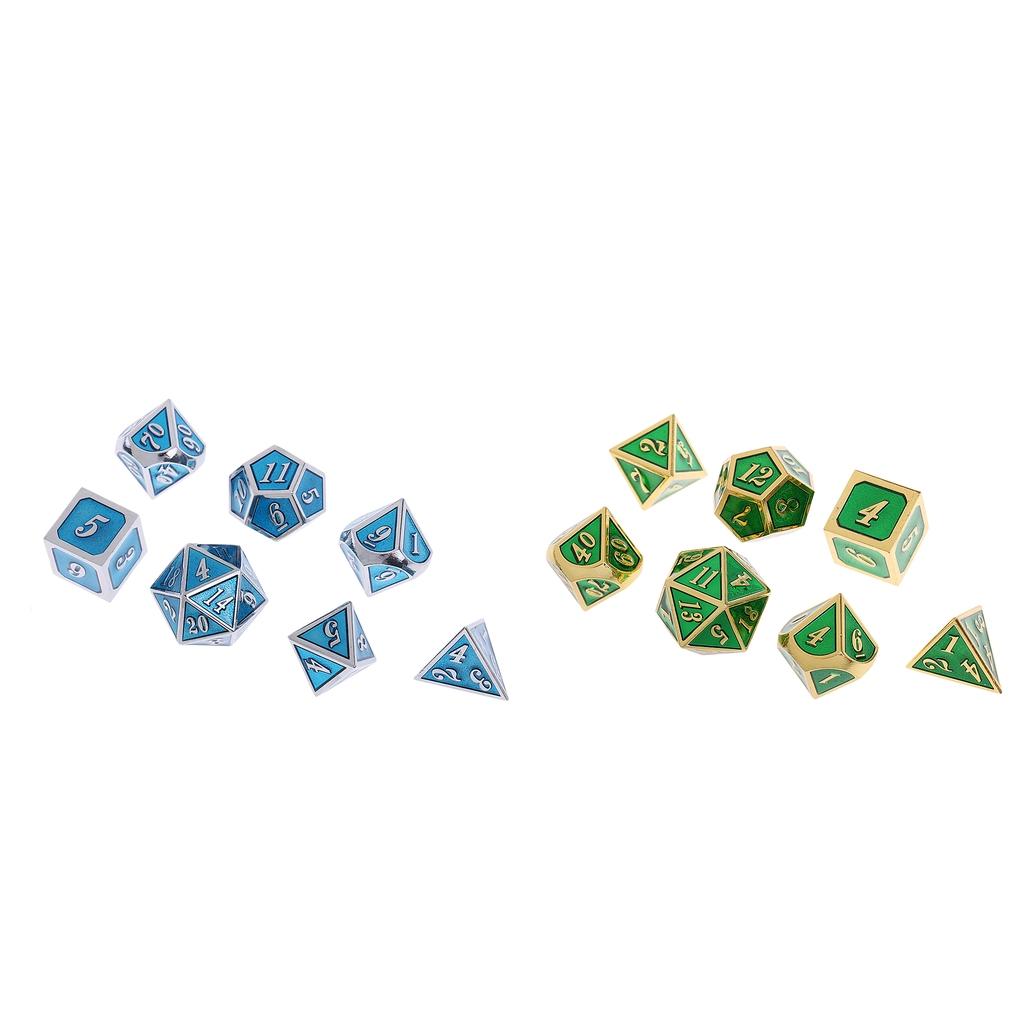 7-Die Zinc Alloy RPG Table Game Dice for Dungeons and Dragons, Pack of 2