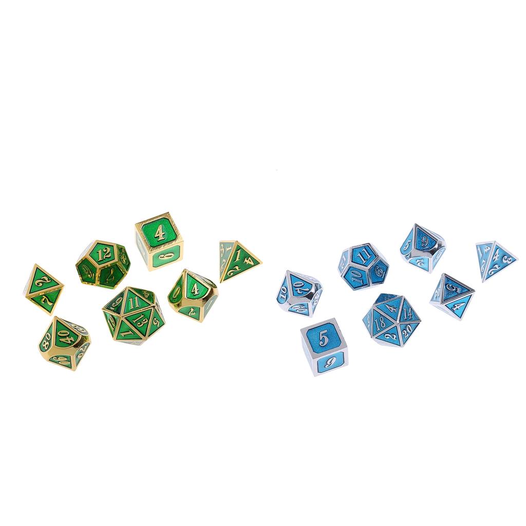 7-Die Zinc Alloy RPG Table Game Dice for Dungeons and Dragons, Pack of 2