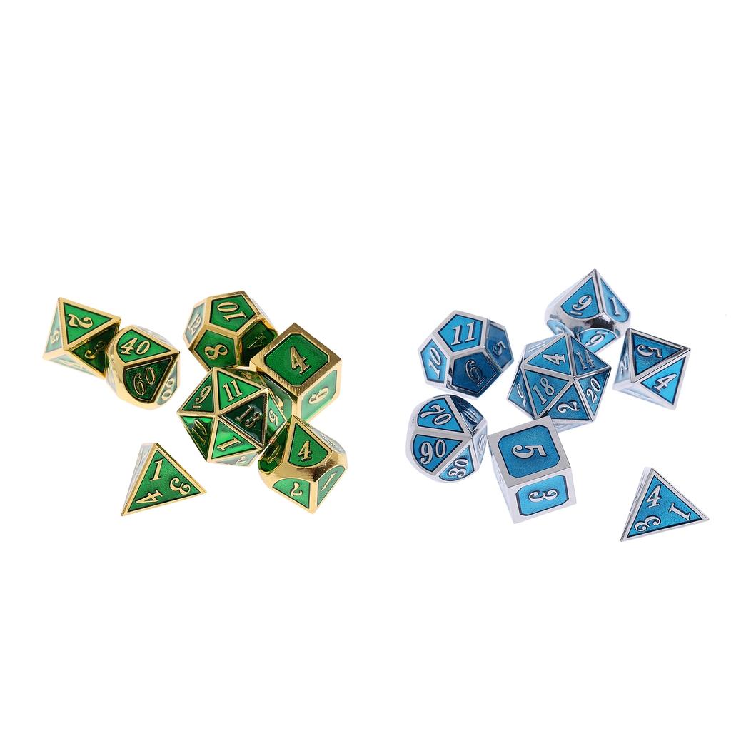 7-Die Zinc Alloy RPG Table Game Dice for Dungeons and Dragons, Pack of 2